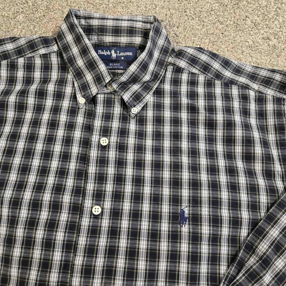 Ralph Lauren‎ Mens Polo  Blake Shirt Size L  oxford Green/blue Plaid Check  Pony